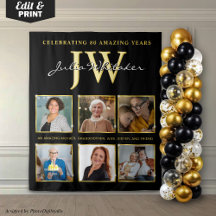Gold Initials Custom Birthday Background mit Foto