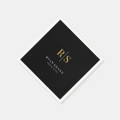 Gold Initials, Name, Beruf, Schwarz Serviette (Ecke)