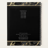 Gold-Initials, Name, Schwarz-Gold-Marmor, Schwarz Planer (Rückseite)