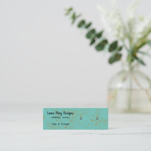 Gold Ink Spritzer Schmuck Display Business Card Mini Visitenkarte (Stehend Vorderseite)