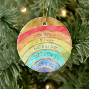 Gold Inspiration Zitate Regenbogen personalisiert Keramik Ornament