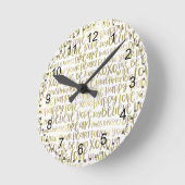 Gold inspirierende Wörter Runde Wanduhr (Winkel)