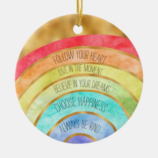 Gold inspirierende Zitate Rainbow personalisiert Keramik Ornament (Vorne)