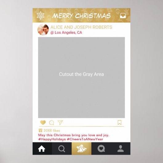 Gold Instagram Frame Weihnachts-Party Foto Stand Poster (Vorne)