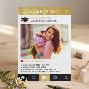 Gold Instagram Rahmen Foto Abschlussankündigung Einladung