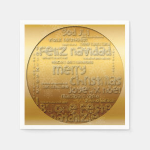 Gold International Christmas Navidad Paper Napkin Serviette
