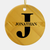 Gold Intersecting Initial Letter Name Typography Keramik Ornament (Vorne)