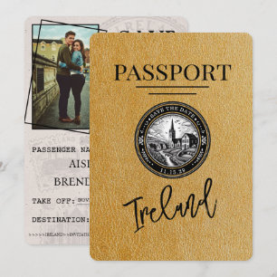 Gold Ireland Passport Save the Date