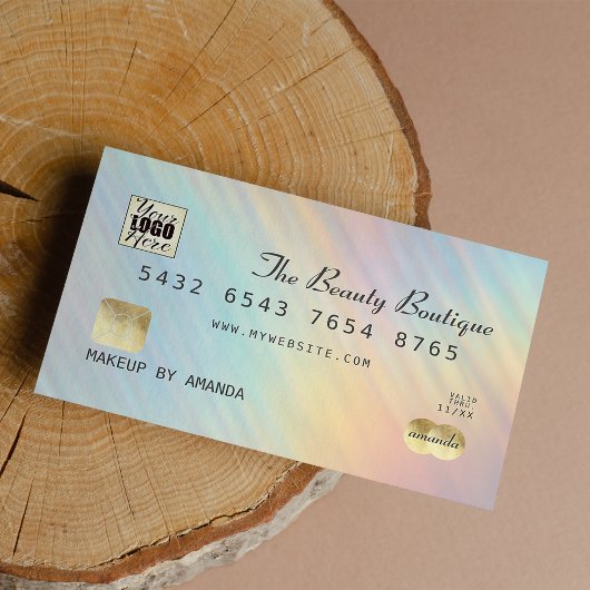 Gold Iridescent Holographic Credit Card Logo Visitenkarte