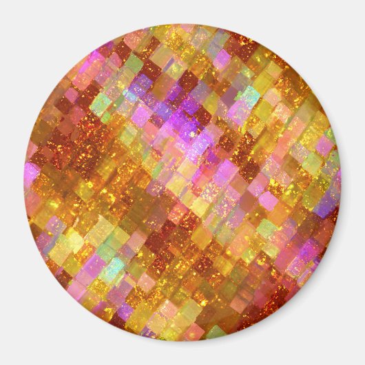 Gold Irisierendes Mosaikmuster Magnet (Vorne)