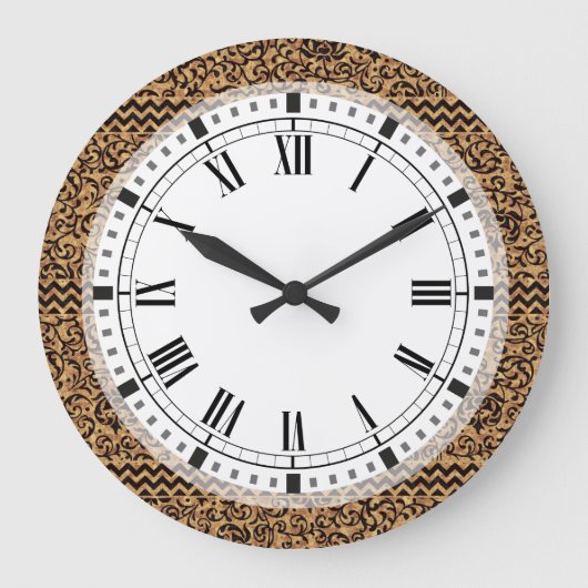 Gold Italian Renaissance Floral Große Wanduhr (Vorderseite)