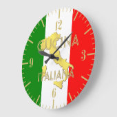 Gold Italy Country Italian Fahne Wall Clock Große Wanduhr (Winkel)