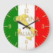 Gold Italy Country Italian Fahne Wall Clock Große Wanduhr (Vorderseite)