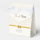 Gold & Ivory Art Deco Pattern with Bow Wedding Geschenkschachtel (Vorderseite)