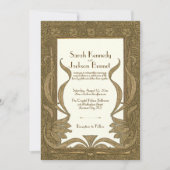 Gold Ivory Art Nouveau Elegante Hochzeit Einladung (Vorderseite)