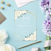 Gold Ivory Blumengrün 60. Geburtstag sechzig Acryleinladungen (In Situ (Hochzeit))