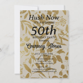 Gold Ivory Botanische 50. Geburtstag 2.0 Einladung