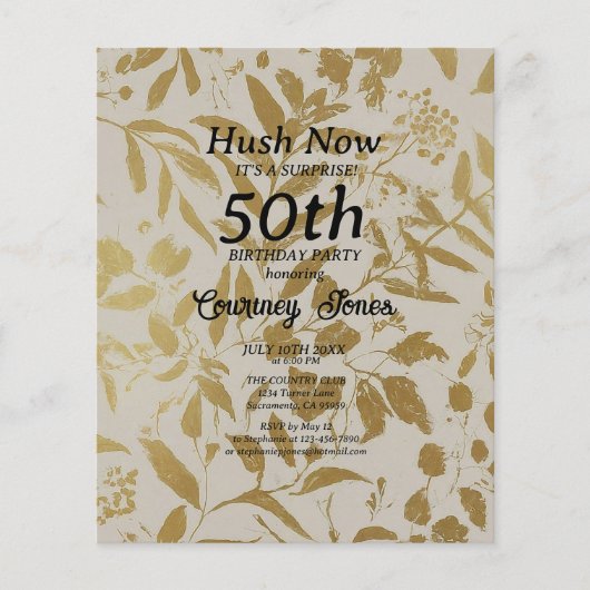 Gold Ivory Botanische 50. Geburtstag 2.0 Flyer (Vorne)