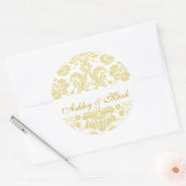 Gold Ivory Bride Groom Damask Wedding Sticker (Umschlag)