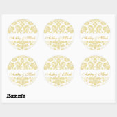 Gold Ivory Bride Groom Damask Wedding Sticker (Blatt)