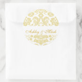 Gold Ivory Bride Groom Damask Wedding Sticker (Tasche)