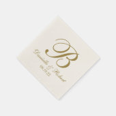 Gold | Ivory Custom Wedding Monogram Paper Napkin Serviette (Ecke)