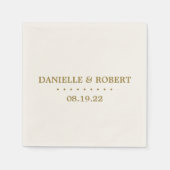 Gold | Ivory Custom Wedding Monogram Paper Napkin Serviette (Vorderseite)