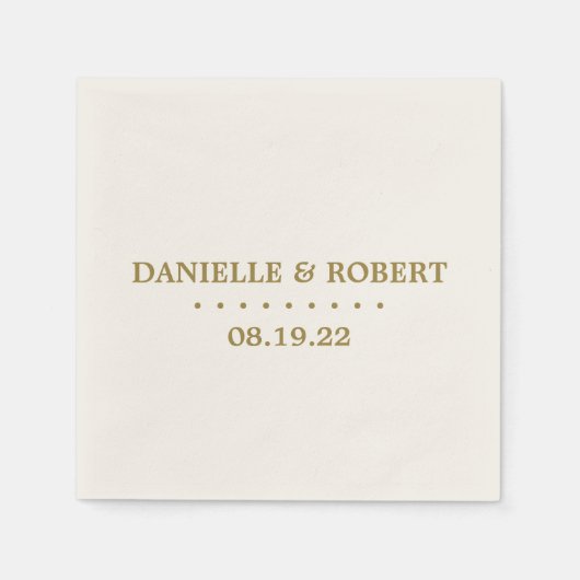 Gold | Ivory Custom Wedding Monogram Paper Napkin Serviette (Vorderseite)