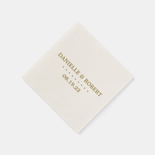 Gold | Ivory Custom Wedding Monogram Paper Napkin Serviette (Ecke)