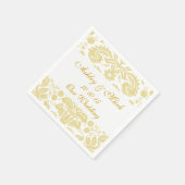 Gold Ivory Damask Hochzeitspapier Napkins Serviette (Ecke)