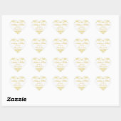 Gold Ivory Damask Wedding Favor Heart Sticker (Blatt)