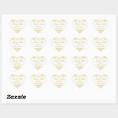 Gold Ivory Damask Wedding Favor Heart Sticker (Blatt)