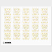 Gold Ivory Damask Wedding Favor Quadratischer Aufkleber (Blatt)