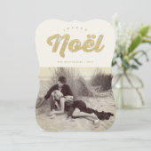 Gold & Ivory Joyeux Weihnachten Stilvolles Foto (Stehend Vorderseite)