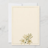 Gold ivory mint green white lily flower Wedding  Einladung (Rückseite)
