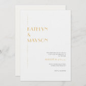 Gold & Ivory Moderne Minimalistische Hochzeit Einladung (Vorne/Hinten)