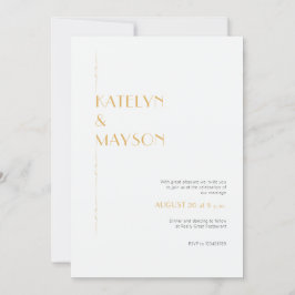 Gold & Ivory Moderne Minimalistische Hochzeit Einladung