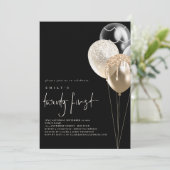 Gold Ivory QR Code 21st Party Black Einladung (Stehend Vorderseite)