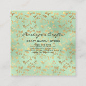 Gold Ivy Print Square Business Card Quadratische Visitenkarte (Rückseite)