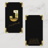 Gold J Initial and Borders Business Card Visitenkarte (Vorne/Hinten)