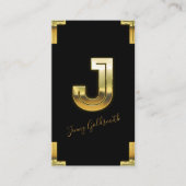 Gold J Initial and Borders Business Card Visitenkarte (Vorderseite)
