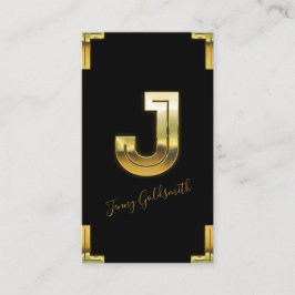 Gold J Initial and Borders Business Card Visitenkarte