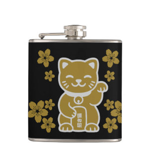 Gold Japanisch Maneki-neko Flachmann
