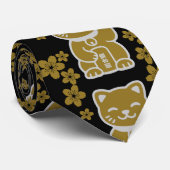 Gold Japanisch Maneki-neko Krawatte (Gerollt)