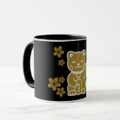Gold Japanisch Maneki-neko Tasse (Vorderseite Links)