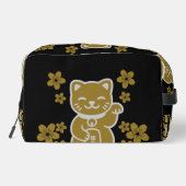 Gold Japanisch Maneki-neko Waschbeutel (Rückseite)