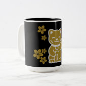Gold Japanisch Maneki-neko Zweifarbige Tasse (Vorderseite Links)