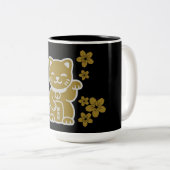 Gold Japanisch Maneki-neko Zweifarbige Tasse (VorderseiteRechts)