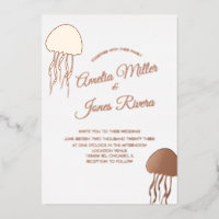 Gold JellyFish Wedding Pressed Foil Einladung