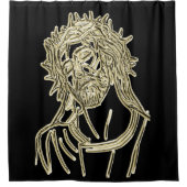 Gold Jesus, der oben zum Gott hell schimmert Duschvorhang (Vorderseite)
